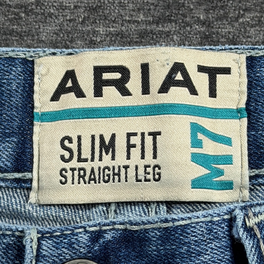 Ariat M7 Rocker Mens Slim Fit Straight Leg Jeans 30x34 Medium Wash Blue Denim - Picture 3 of 16